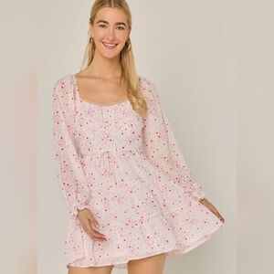 Gloria Ditsy Heart Tiered Mini Dress